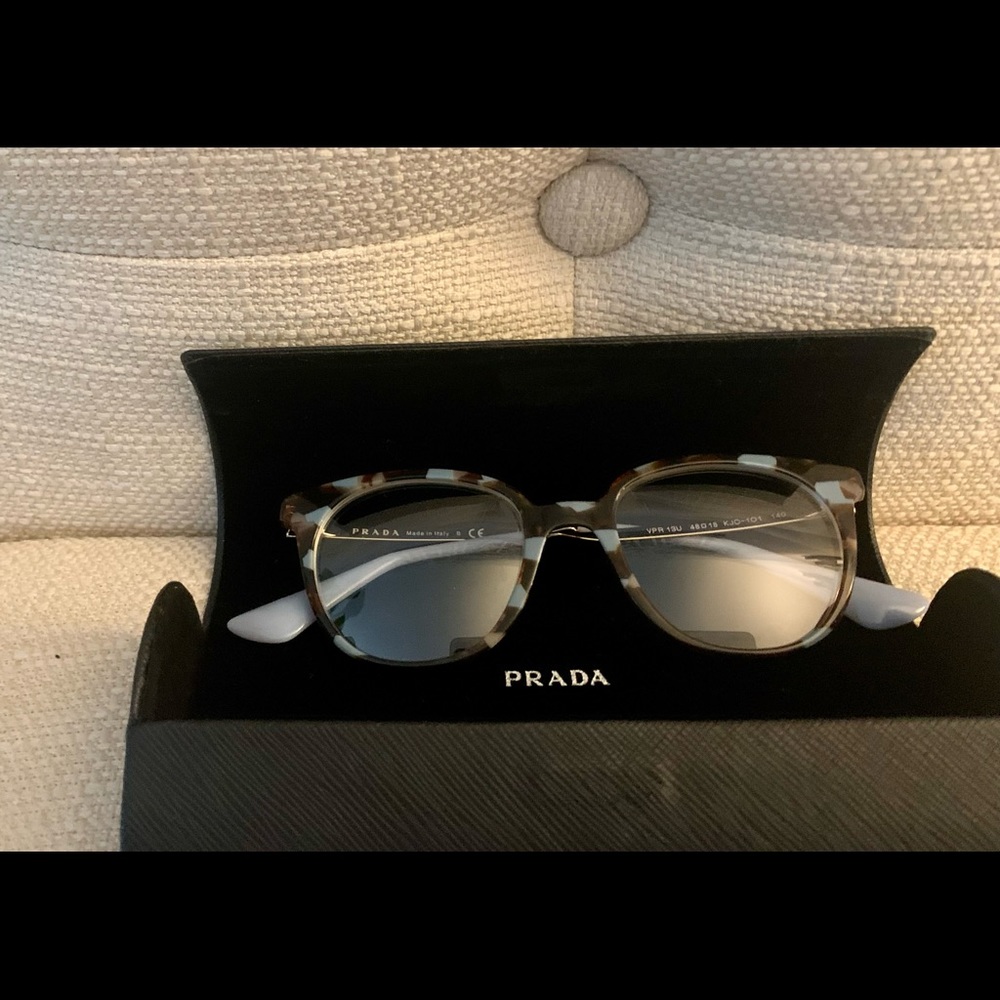 PRADA PR13UV CATWALK FRAME/GLASSES STRIPED BROWN/AZURE COMES WITH CASE & CLOTH - Picture 3 of 4